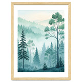 Ethereal Misty Pine Forest Watercolor Art thumbnail