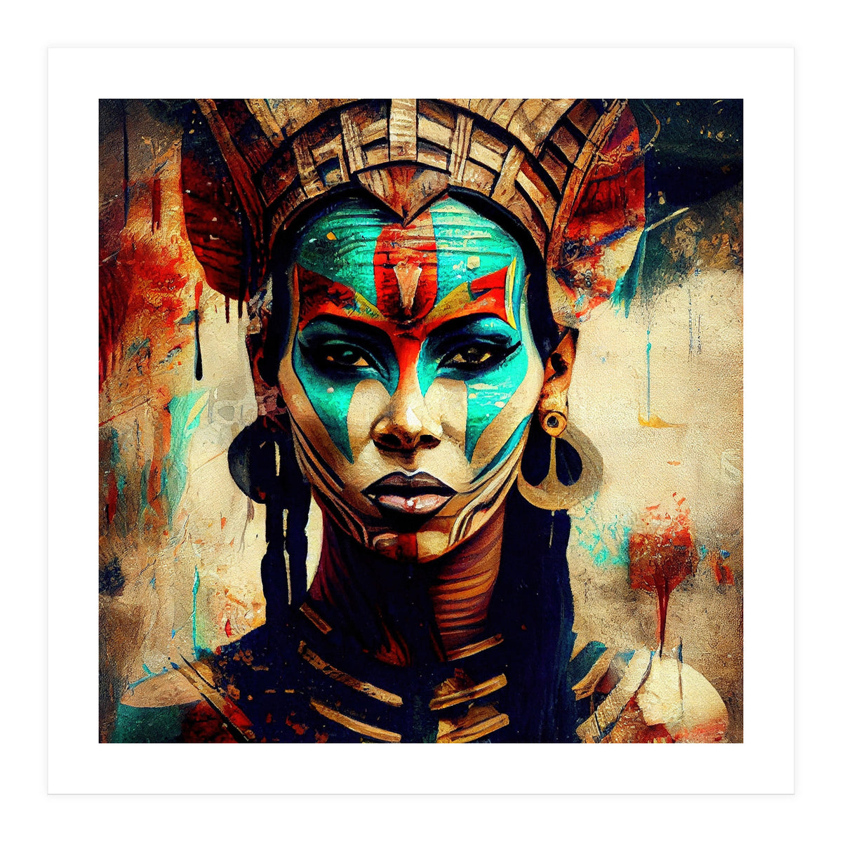 Armored Warrior Woman Portrait (Print Only)
