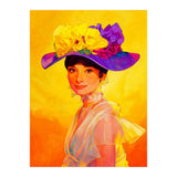 Audrey Hepburn Pop Art, Vibrant Floral Hat Portrait, Iconic Movie Star Illustration (Print Only) thumbnail