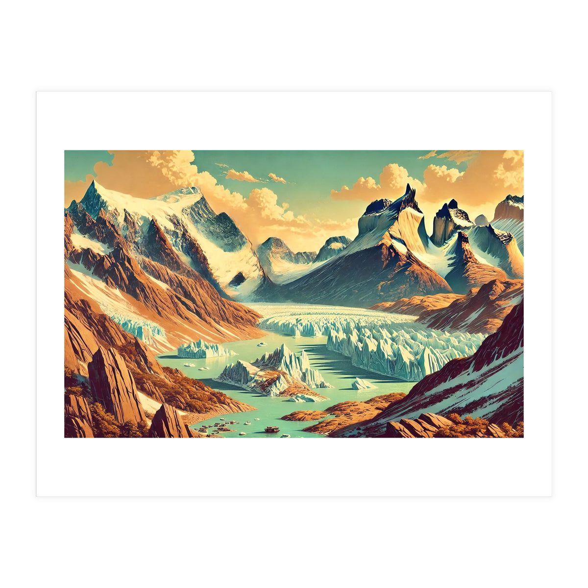 Vintage Argentina, Patagonia Glaciers Poster (Print Only)