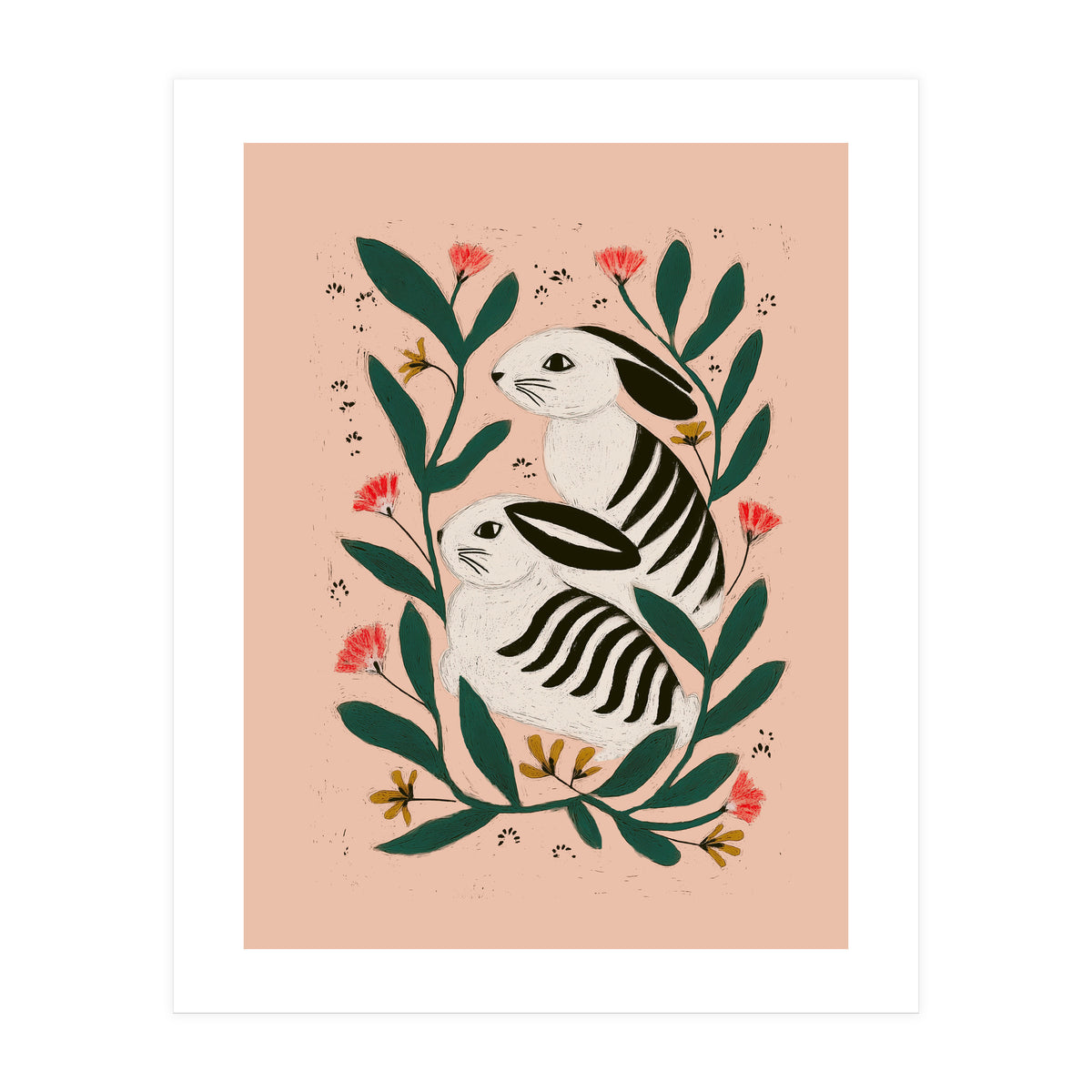 Hares Among Flowers (Print Only)