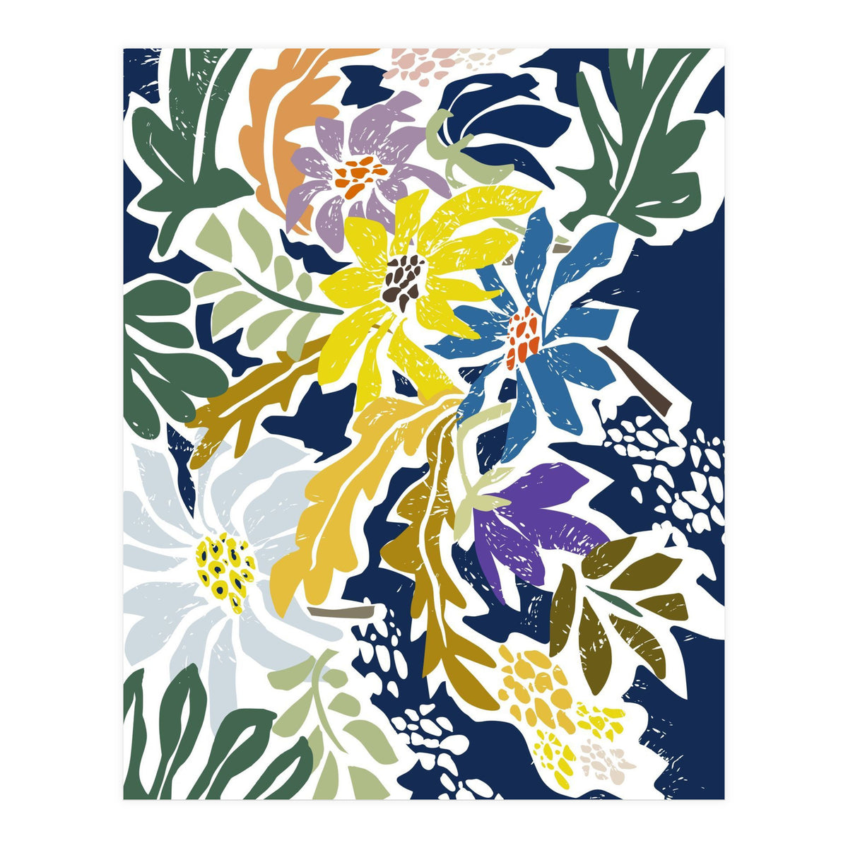 cosmopolitan flowers navy blue (Print Only)