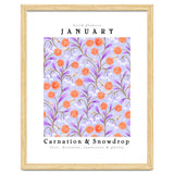 Carnations And Snowdrop January Birth Flower Floral Print thumbnail