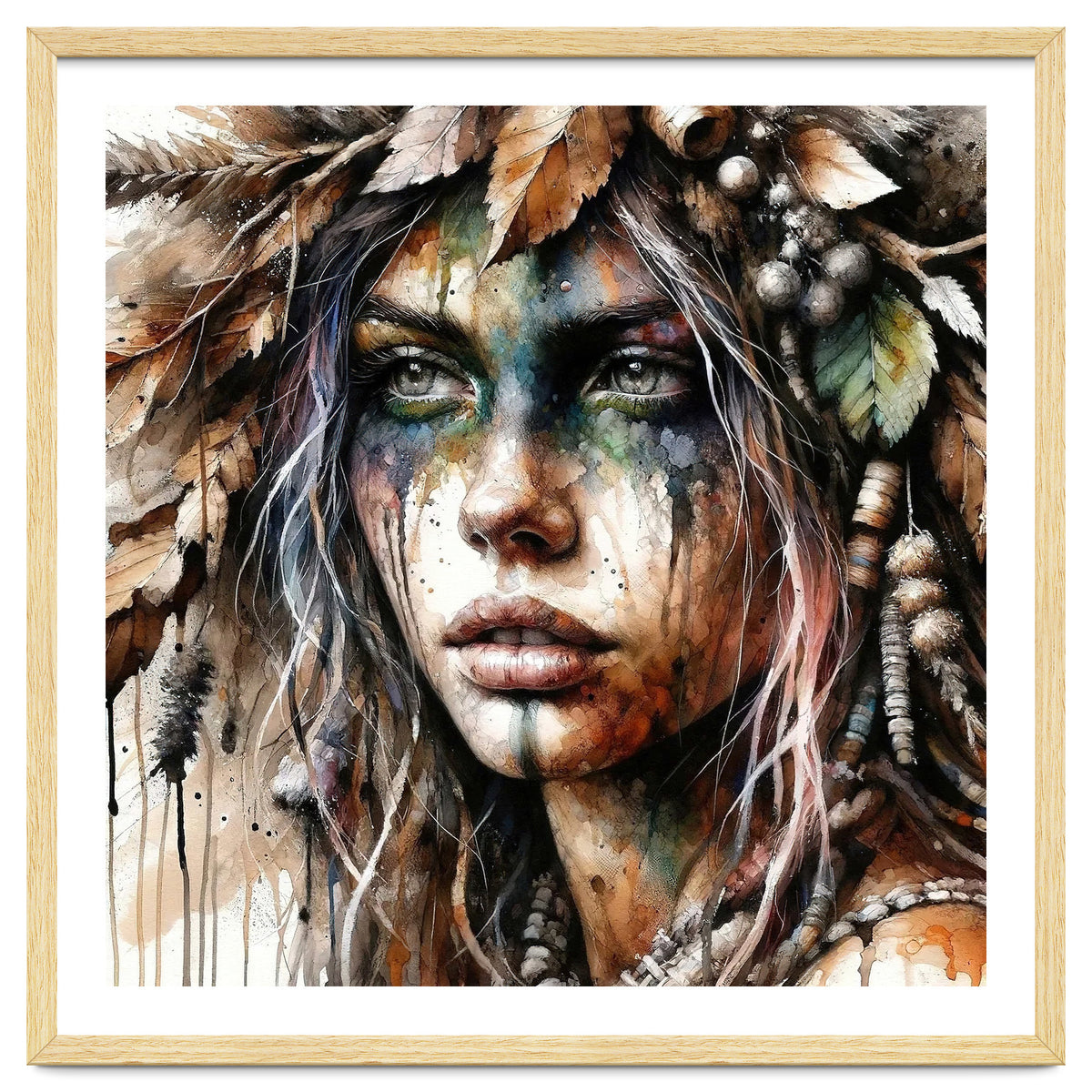 Autumn Leaf Druid Woman Portrait