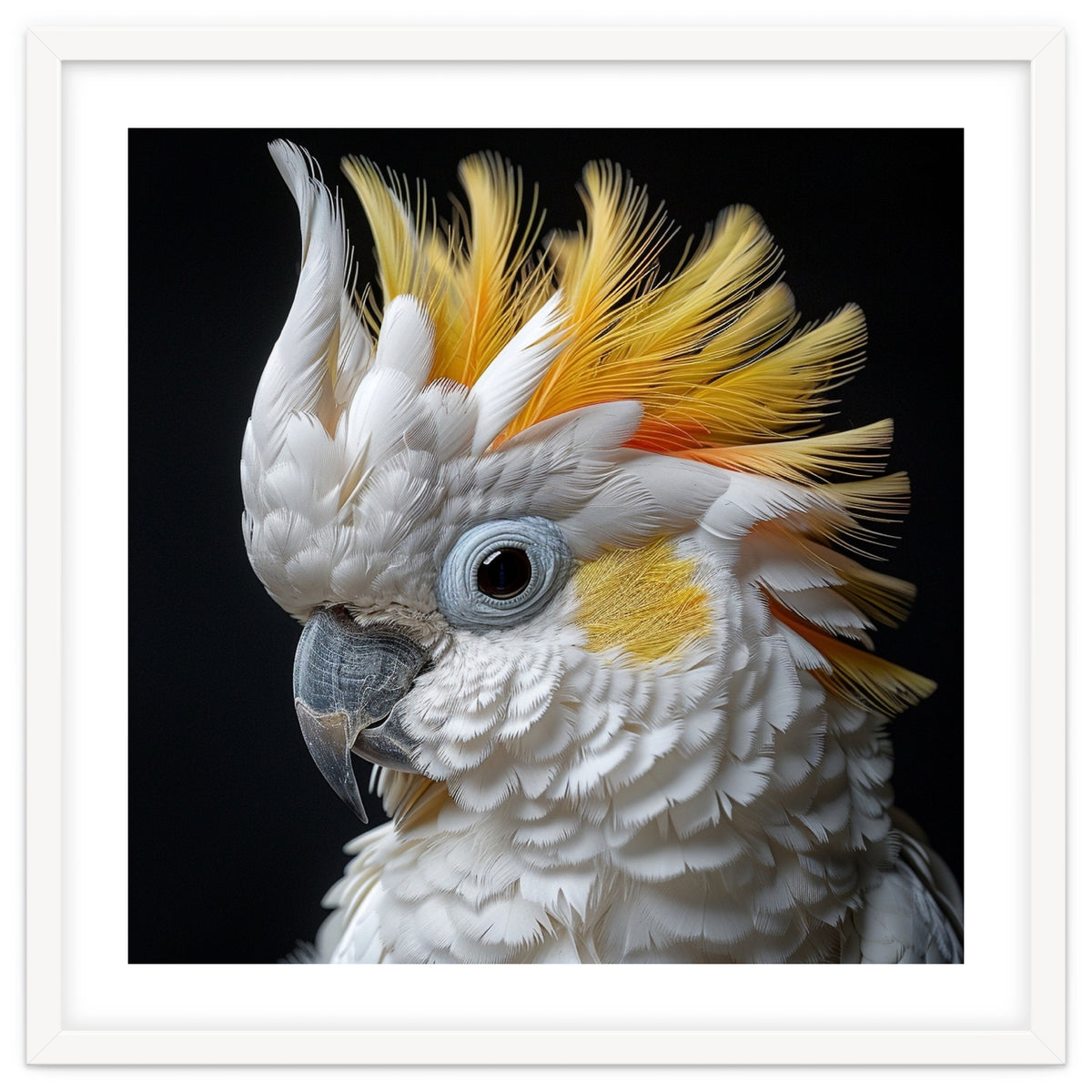 Close Up Cockatoo Portrait Yellow Crested Bird