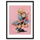 Sexy Pinup Girl Playing With Her Cat thumbnail