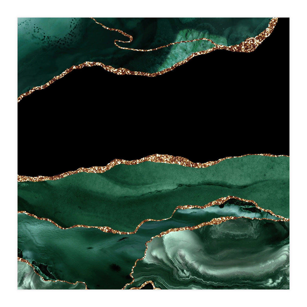 Emerald & Gold Agate Texture 01  (Print Only)