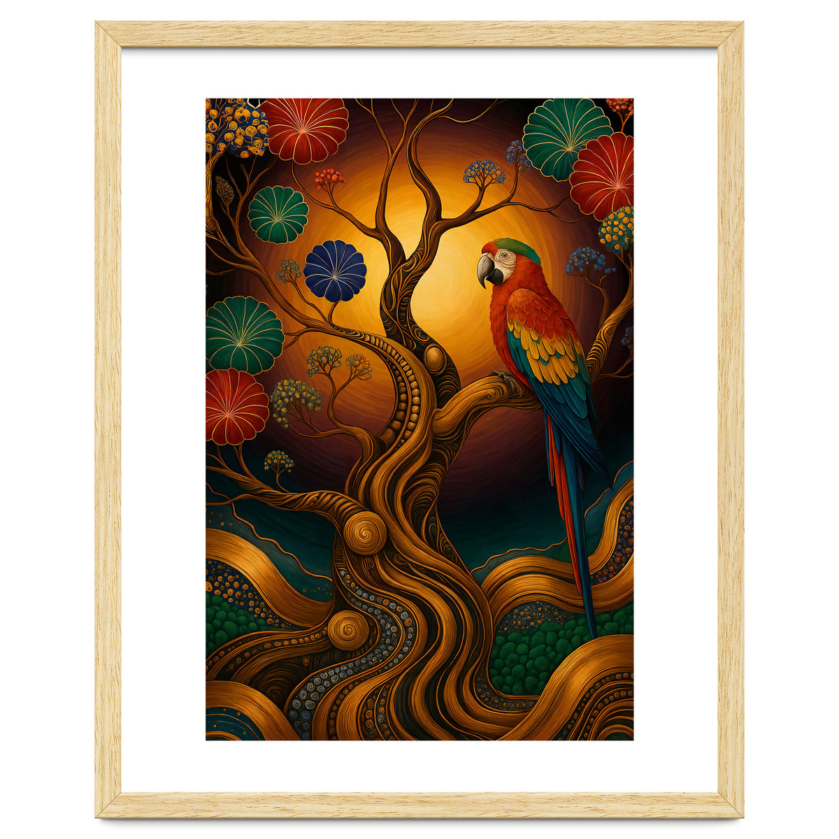 Parrot in Retro Contemporary Aesthetics