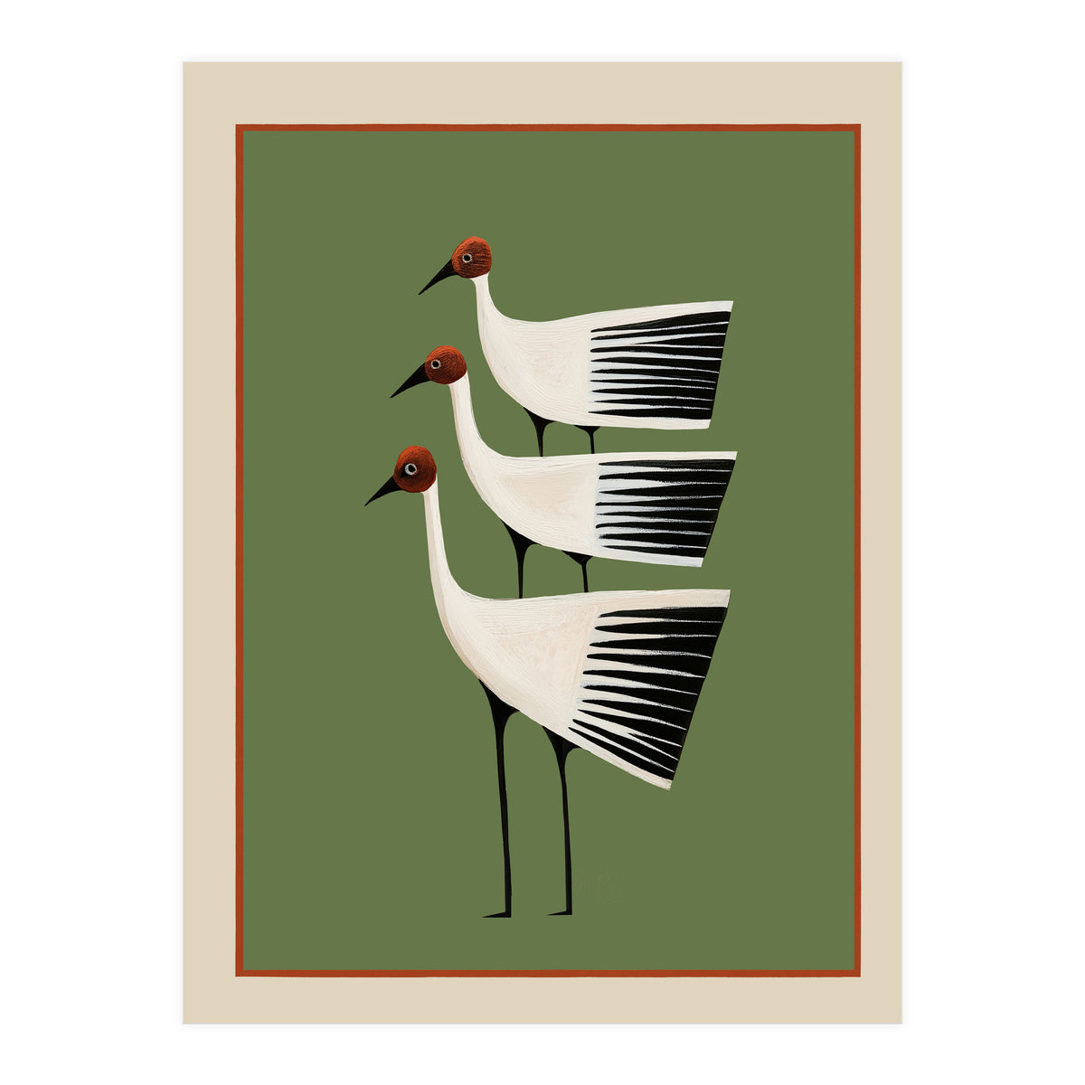 Striped Bird Trio I (Print Only)