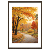 Original Autumn Park Landscape Oil Painting Style