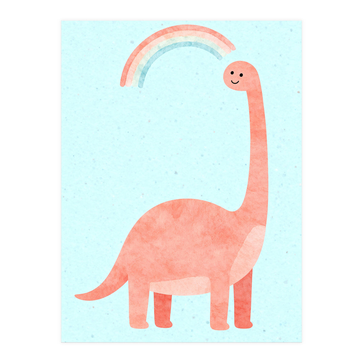 Rainbow Dinosaur Nursery Art, Cute diplodocus Watercolor, Pink Dino Illustration (Print Only)