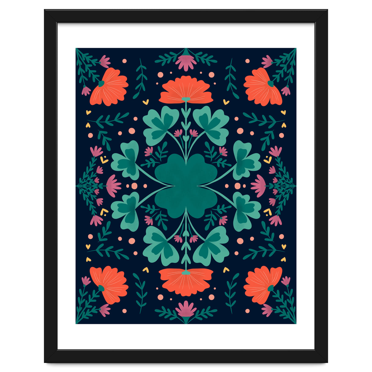 Clovers And Flowers Teal and Orange