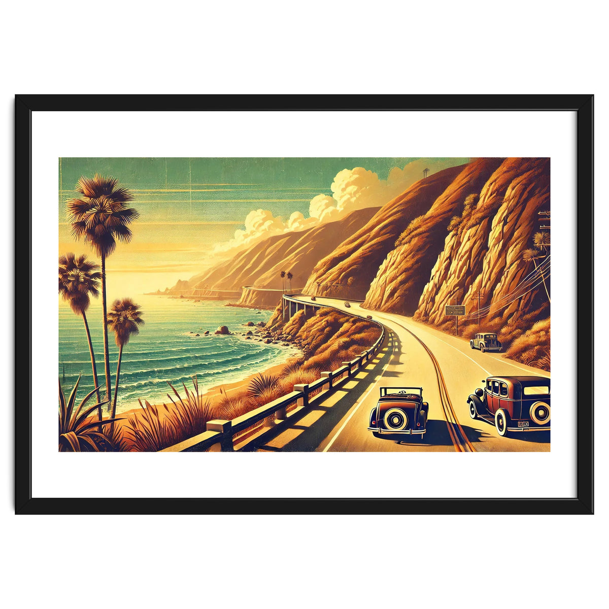 Vintage Coastal Road Journey Poster