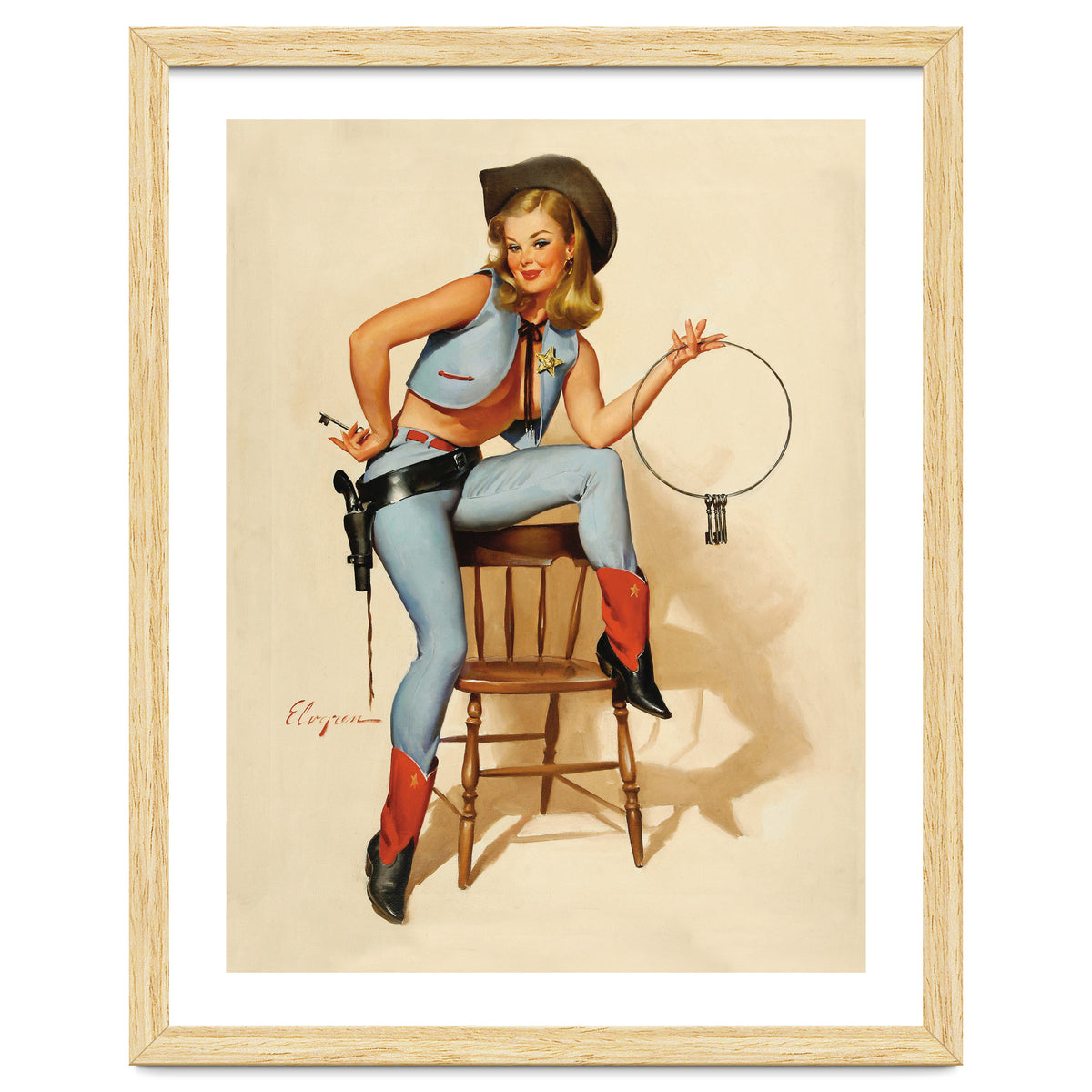 Pinup Cowgirl With A Key