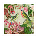 Exotic Lush Rainforest With Colorful Parrots And Flowers (Print Only) thumbnail