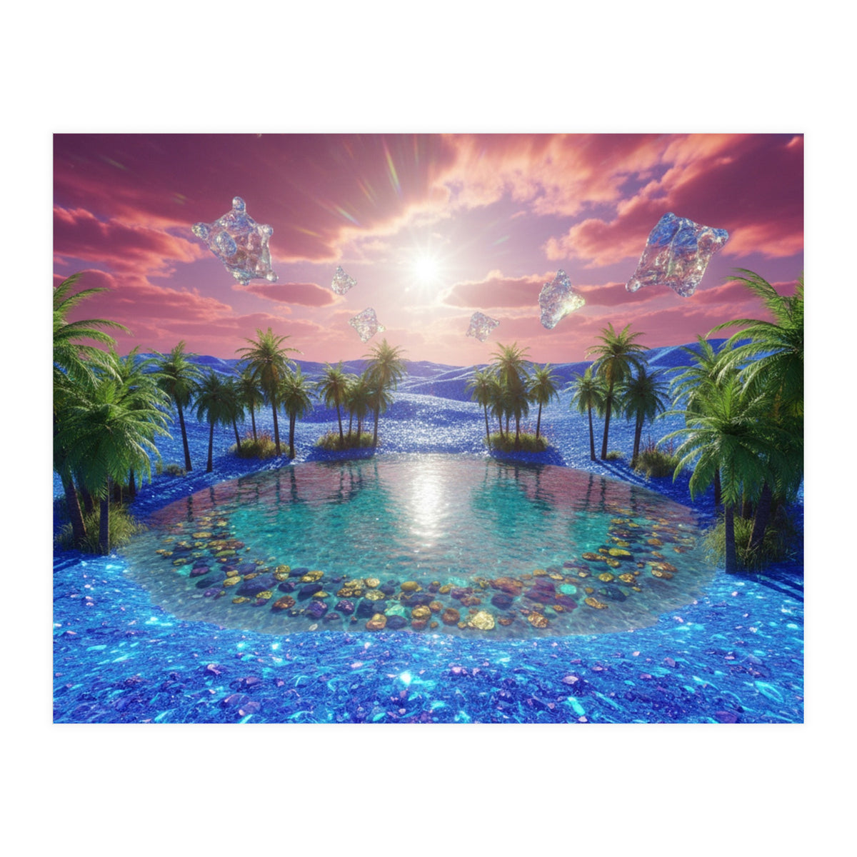 Oasis of Dreams: Surreal Tropical Landscape (Print Only)