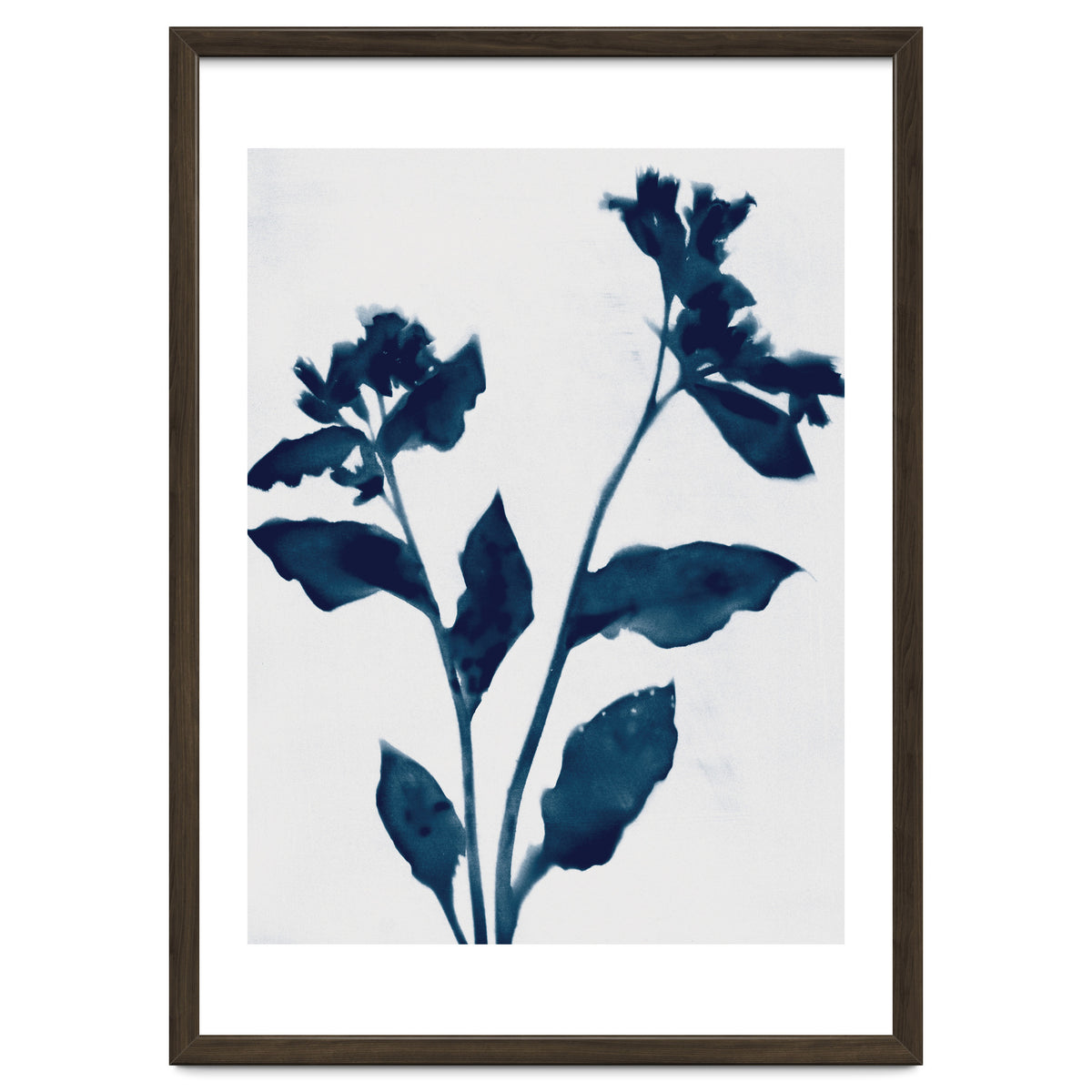 Indigo Blue Flower Silhouette 2