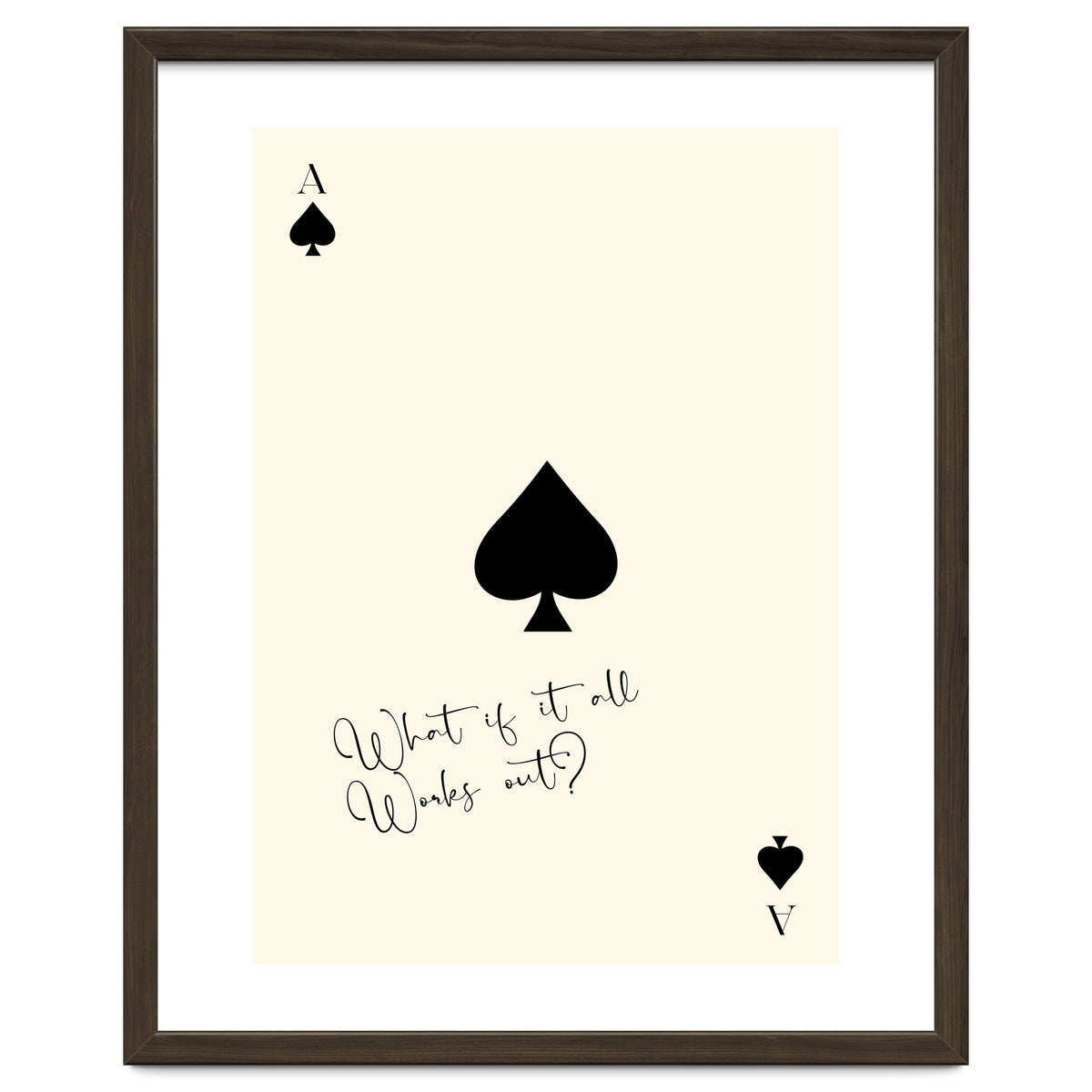Ace of Spades Motivational Card Print, What If It All Works Out Poster