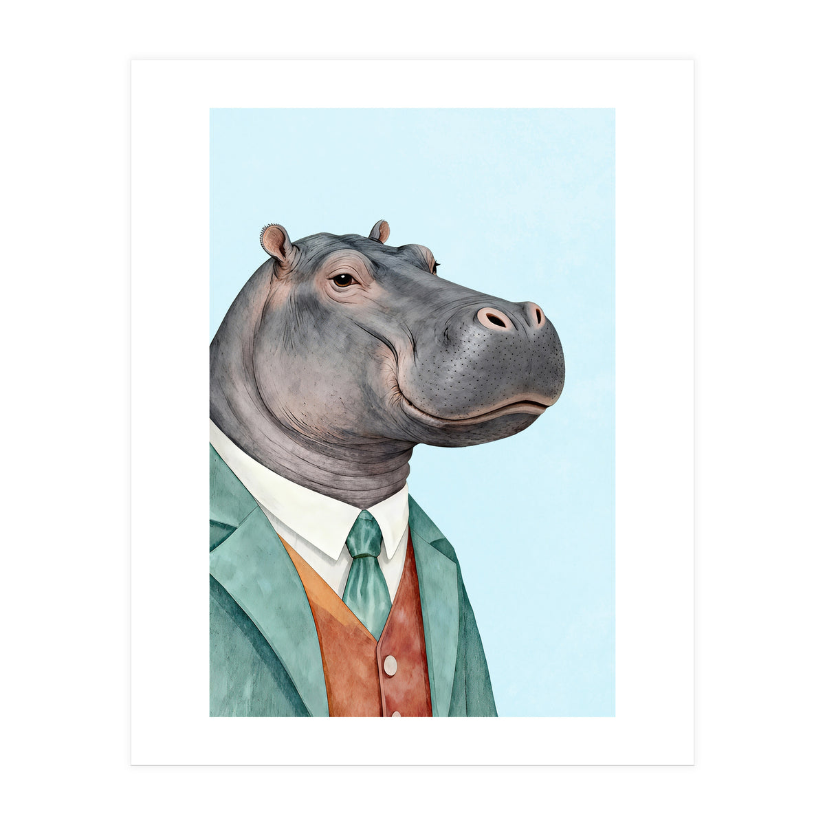 Hippopotamus in Suit (Print Only)