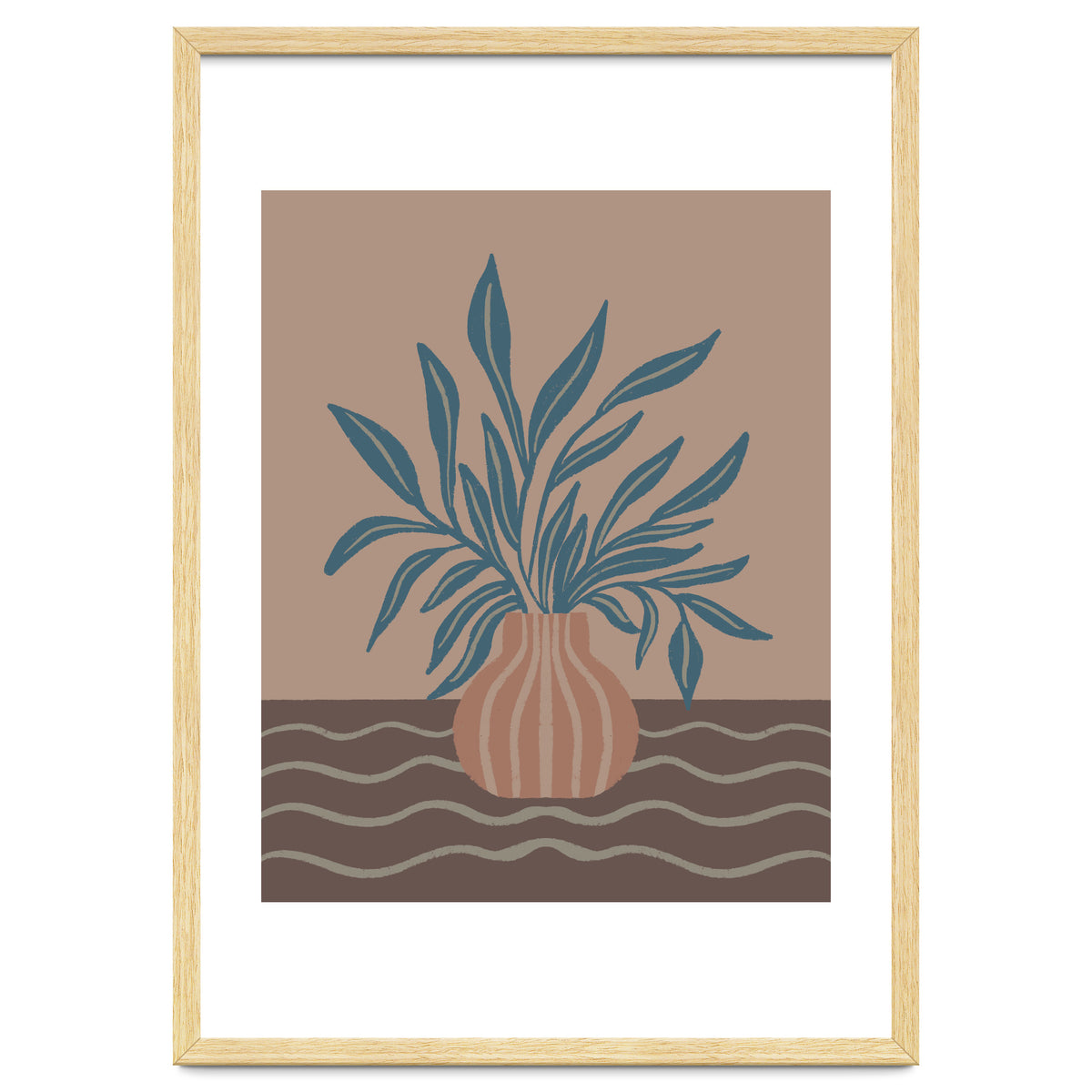 Modern Vase with Tropical Leaves