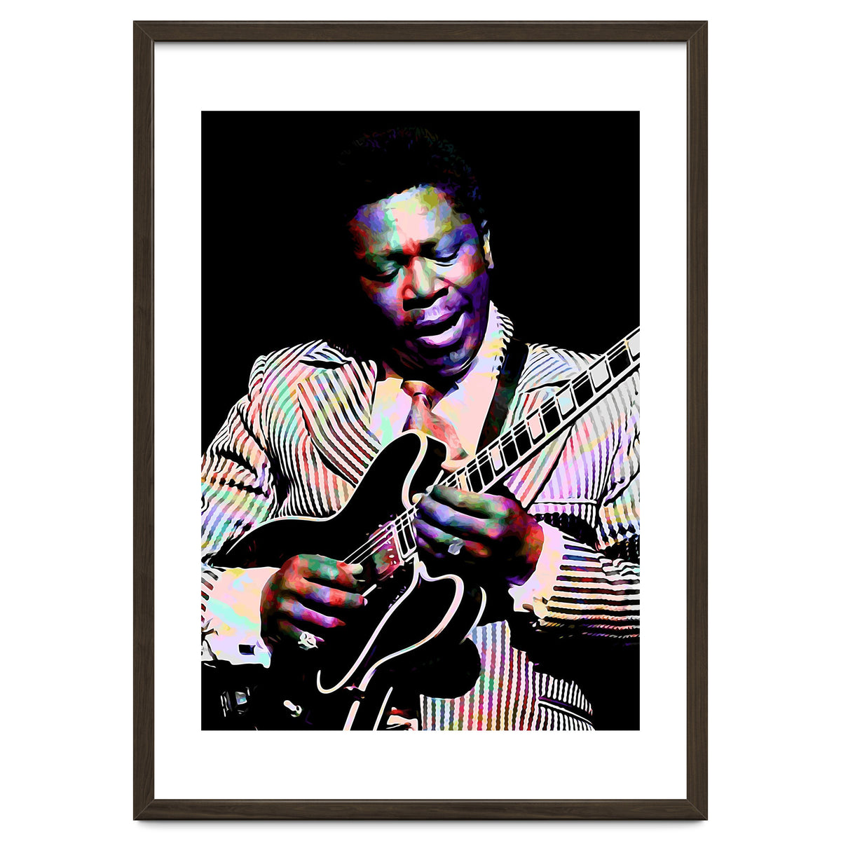 BB King. American Blues Guitarist in Colorful Art