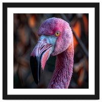 Close Up Of A Pink Flamingo Bird Face