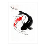 Yin Yang Koi Fish, Black and White Japanese Ink Painting Zen Wall Art, Yin Yang, YIN & YANG (Print Only) thumbnail