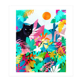 The Black Panther, Tropical Jungle Watercolor Painting, Botanical Forest Colorful Bohemian Illustration, Tiger Leopard Cheetah Animals (Print Only) thumbnail