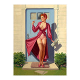 Pinup Girl With Accident At Her Door (Print Only) thumbnail
