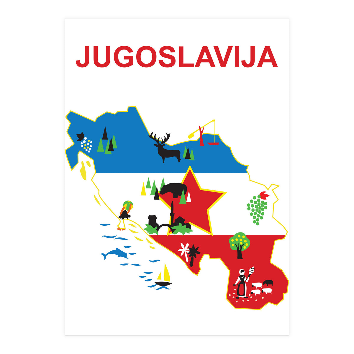 Yugoslavia Map (Print Only)