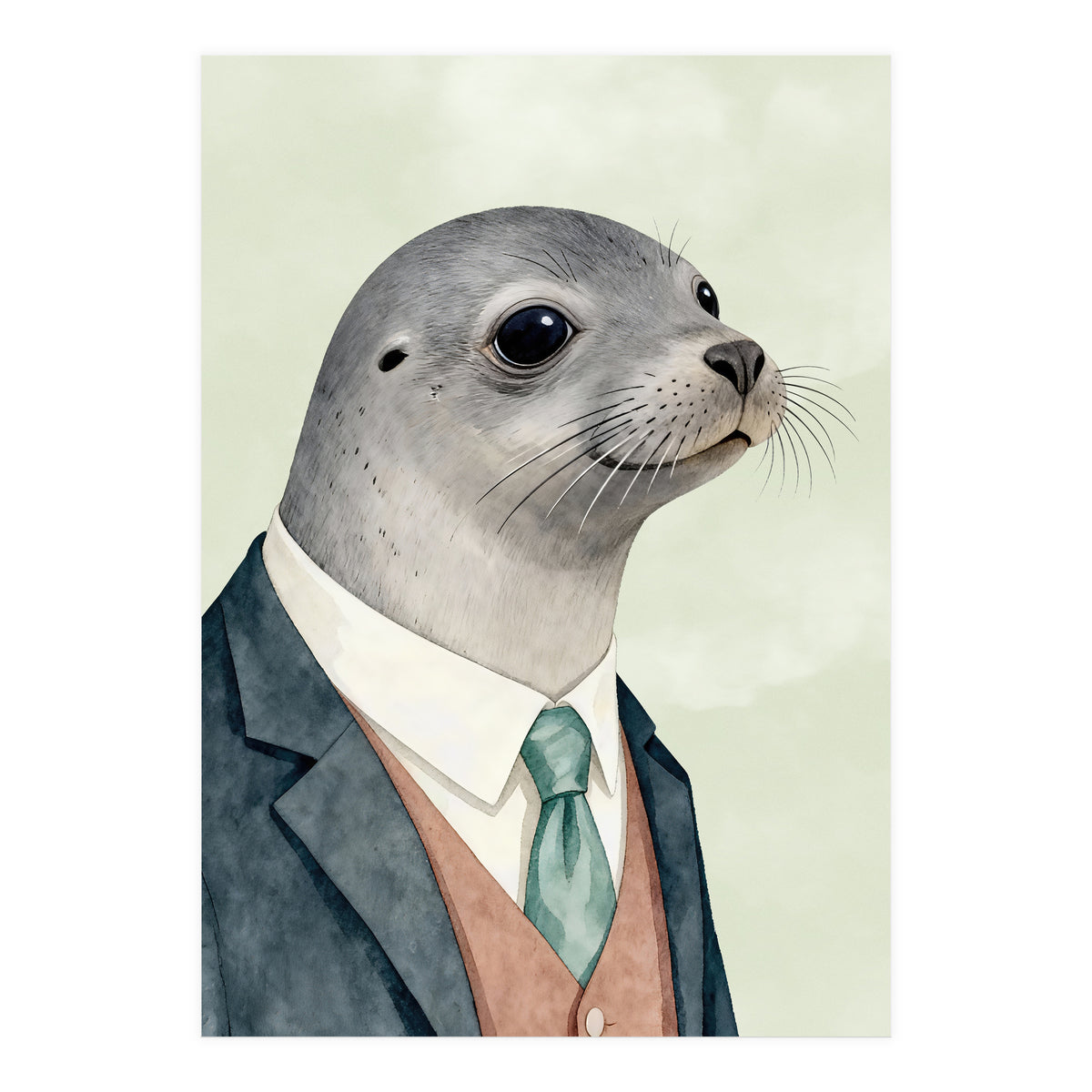 Seal Animal In A Suit  (Print Only)