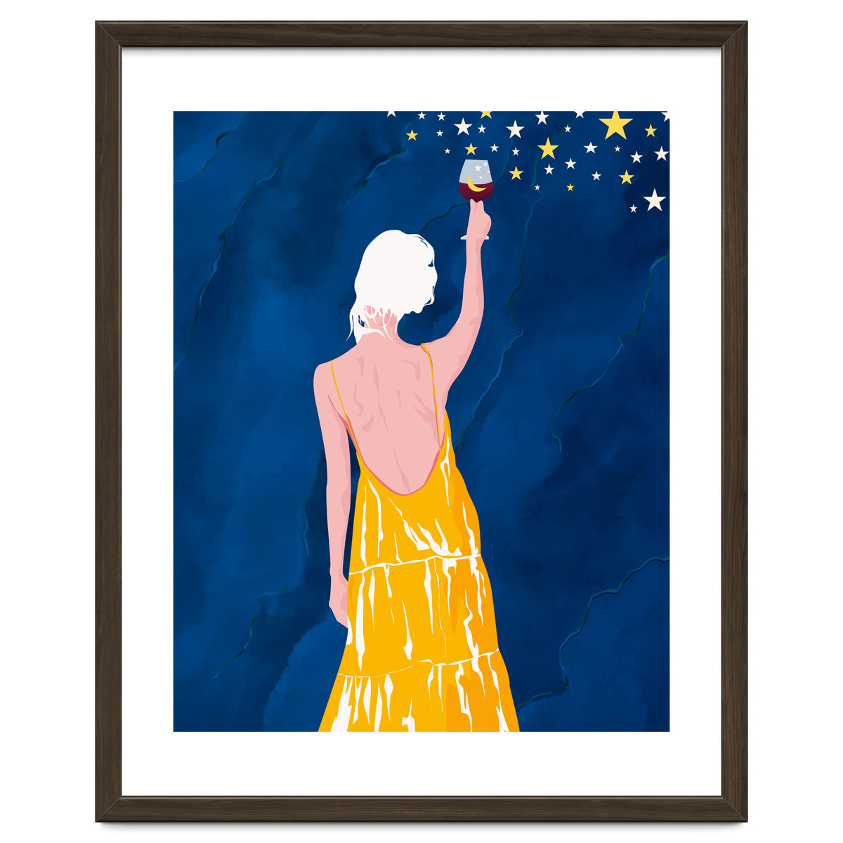 Pour Me Some Magic, Moon Stars Night Sky, Bohemian Woman Positivity Hope Miracle, Wine Holidays New Years Eclectic Gifts