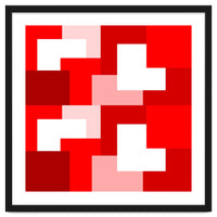 Red Abstract Square Tiles
