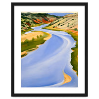 Georgia O’Keeffe – Chama River, Ghost Ranch (1937) | Serene Southwestern Landscape in Bold Modernist Forms