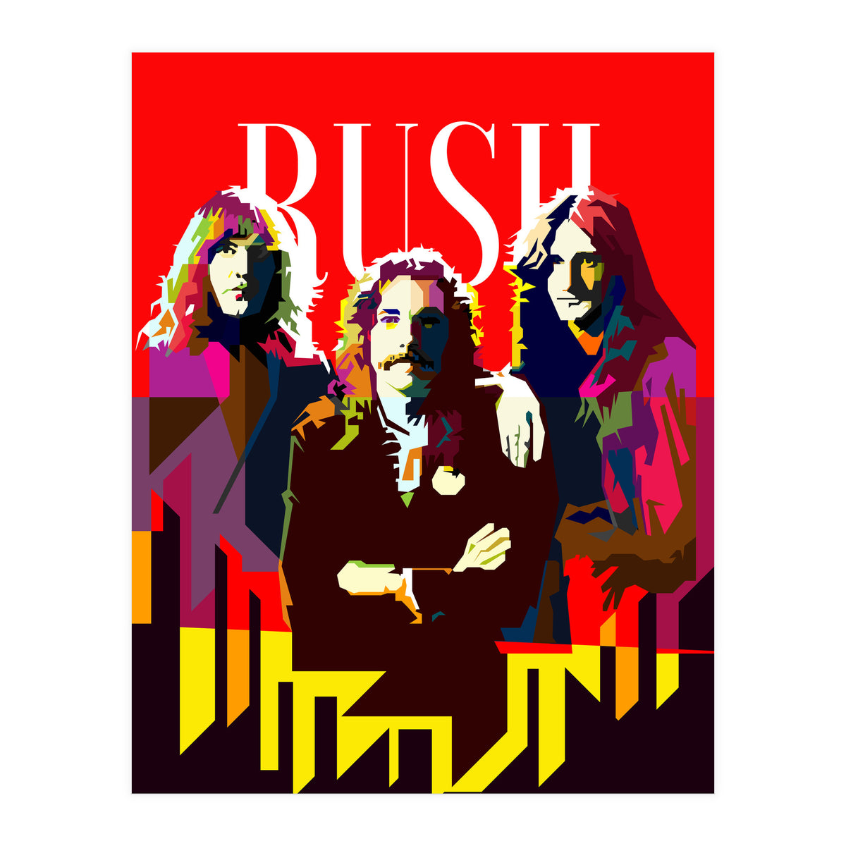 Rush Progressive Rock Pop Art WPAP (Print Only)