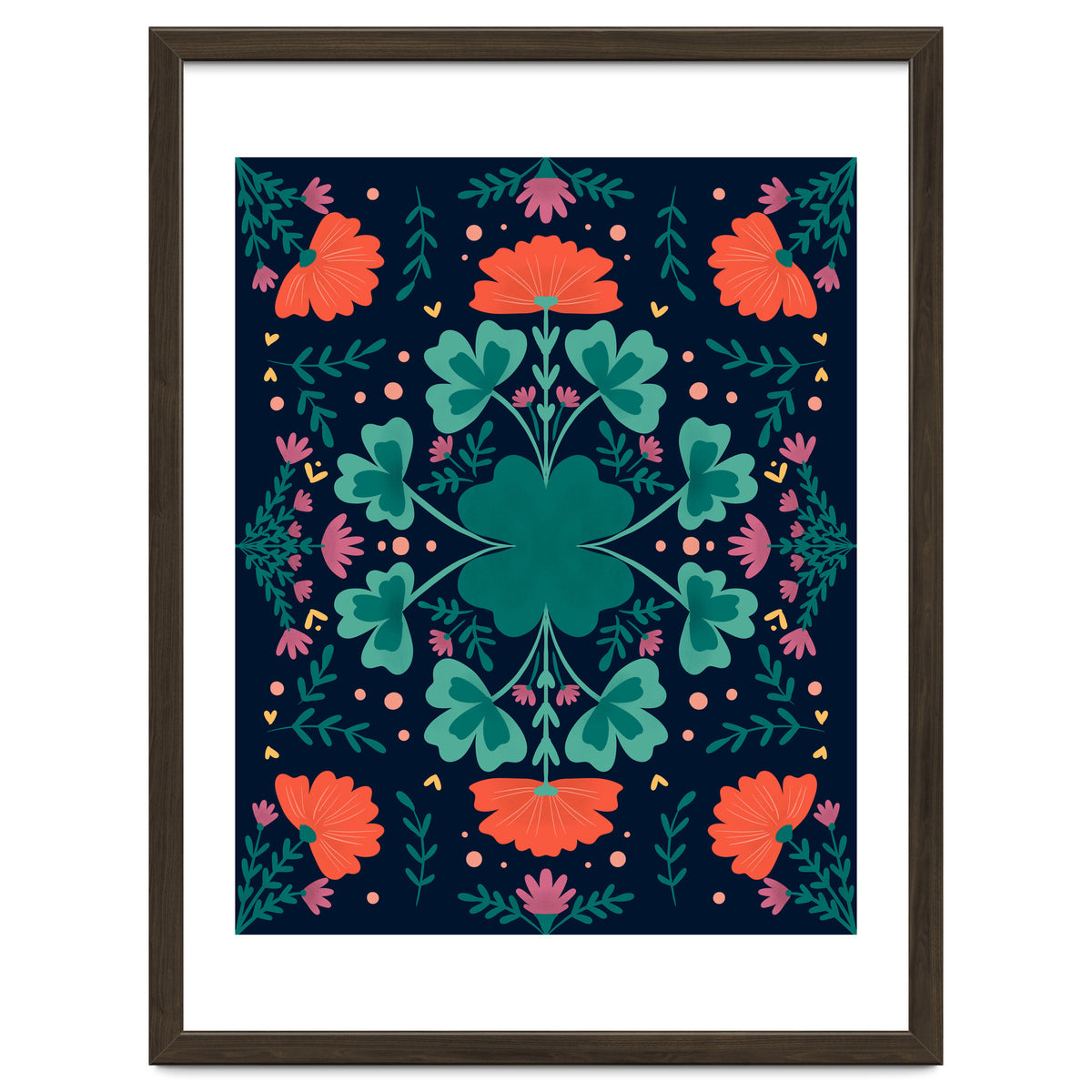 Clovers And Flowers Teal and Orange