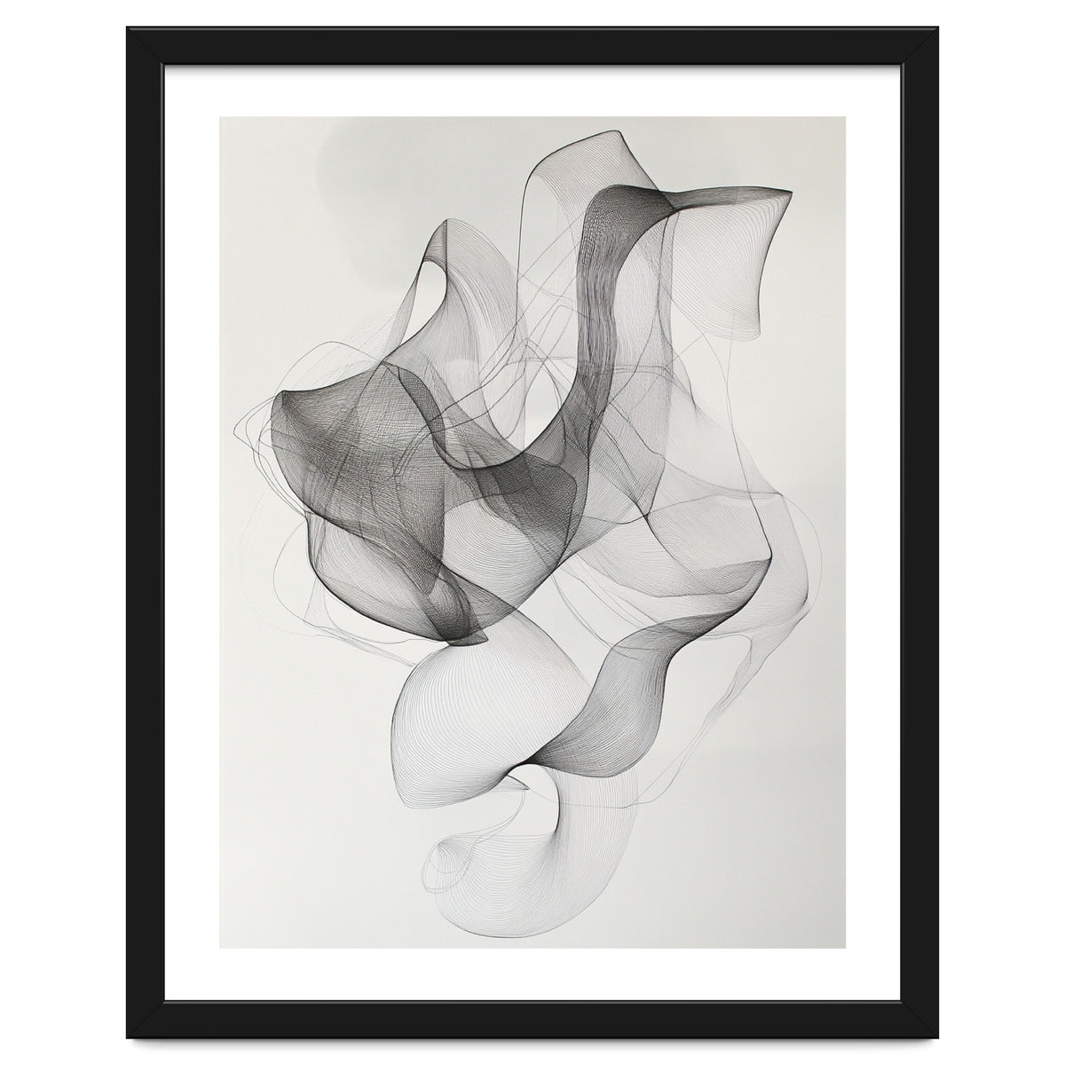 Abstract Black And White Swirling Lines Art