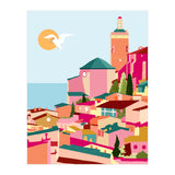 Crimson Rouge, Colorful Architecture Buildings, Greece Cityscape Skyline, Seagull Travel Summer Eclectic Bohemian Pop Of Color Positivity (Print Only) thumbnail