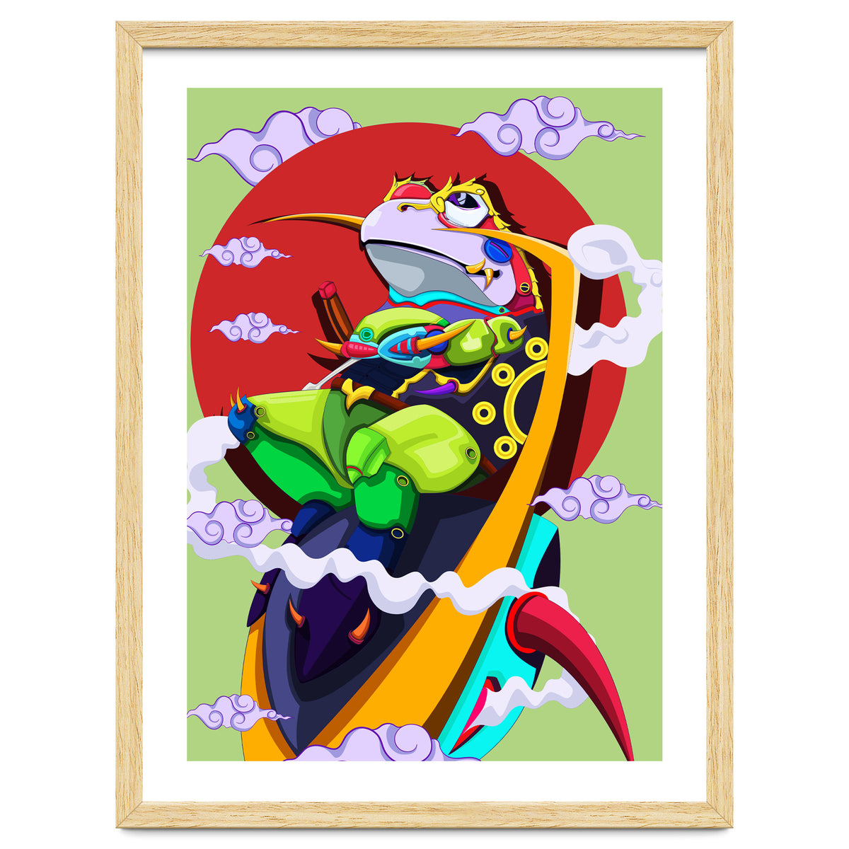 Knight Frog Cartoon Vintage Illustration