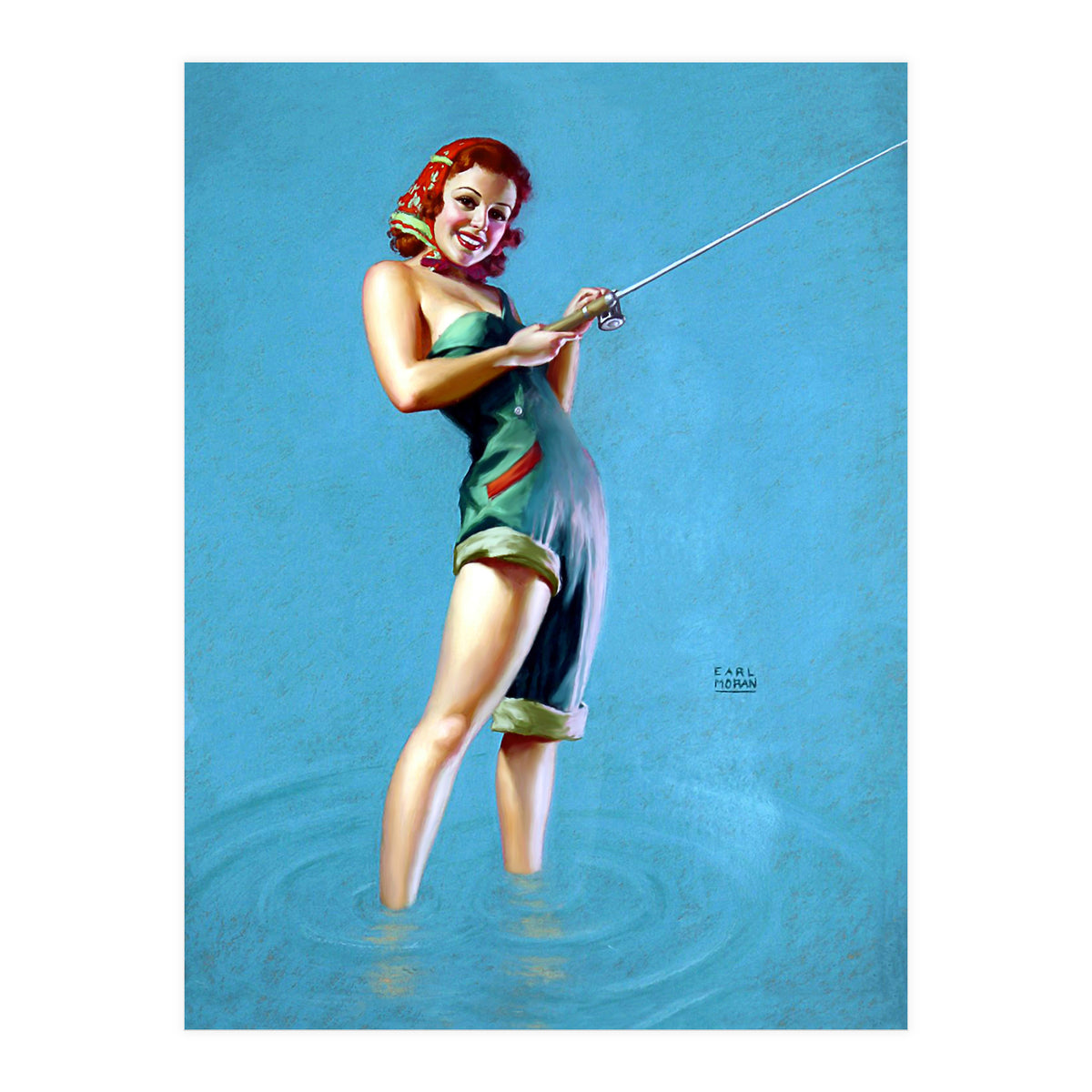 Pinup Fishing Girl (Print Only)