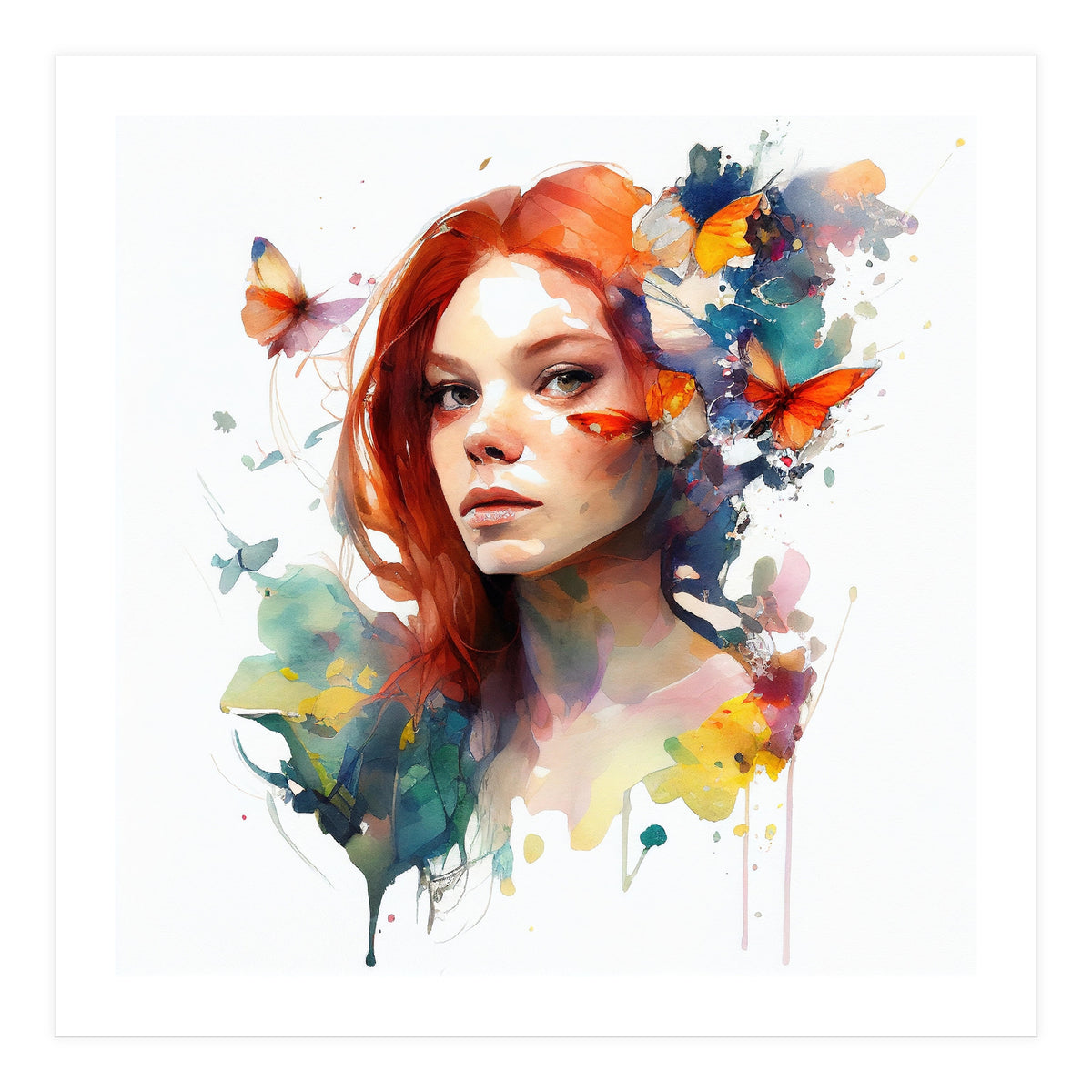 Red Hair Butterfly Reverie (Print Only)