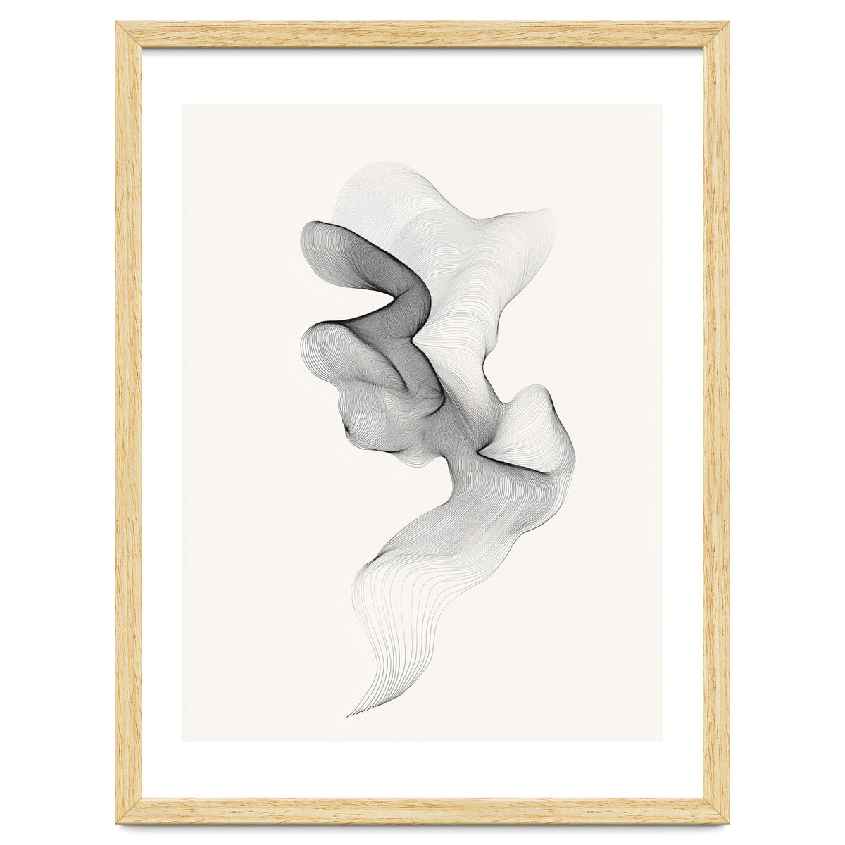 Abstract Black And White Swirling Lines Flowing Form