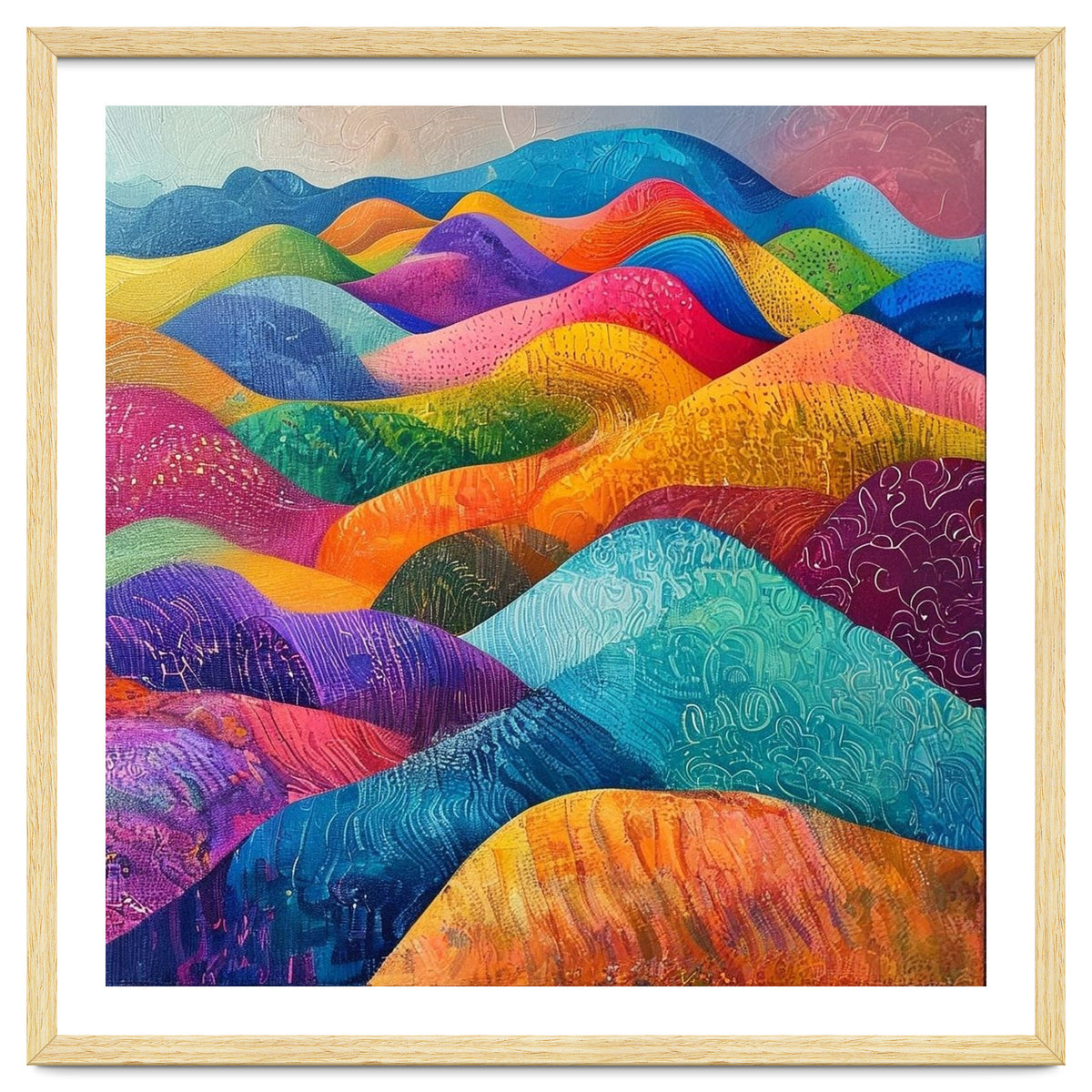Vibrant Rainbow Rolling Hills Landscape