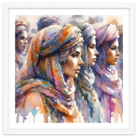 Tuareg Women Procession Watercolor