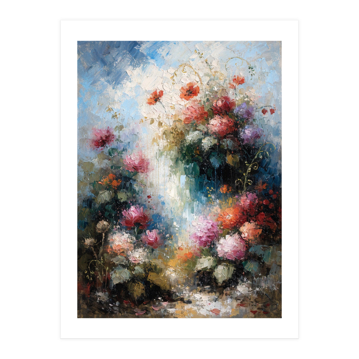 Ethereal Summer Garden Oil Painting (Print Only)