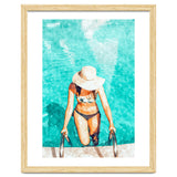 Pool Fashion | Modern Bohemian Woman Swim Watercolor Painting | Contemporary Travel thumbnail