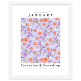 Carnations And Snowdrop January Birth Flower Floral Print thumbnail