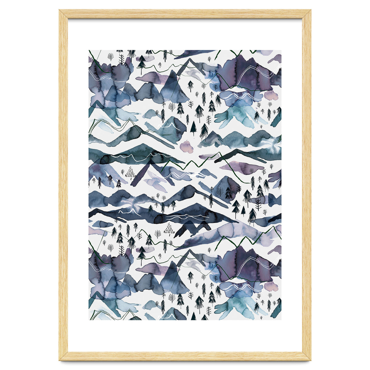 Watercolor Landscape Blue Mountains