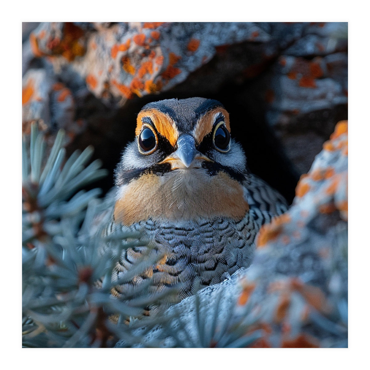 Close Up Falcon Eye Detail In Nest (Print Only)