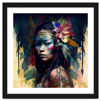 Floral Native Asian Warrior Portrait